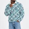 Men's Stand Collar Flannel Sweatshirt with Christmas Print
