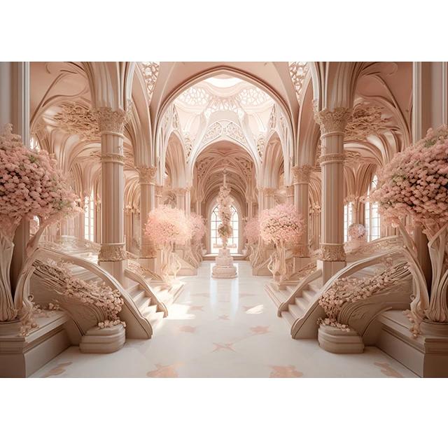 Luxury Palace & Church Wedding Backdrop – European Style Decor for Ceremony, Photocall & Photo Studio Props-Tapestry