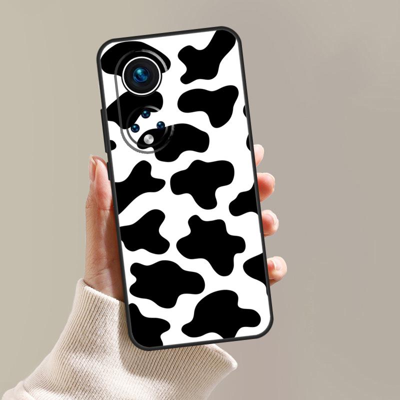 White Black Cow Print Cover For Honor X8 X8a X9 X9a X7a X7 X6a 8X 9X Magic 5 Lite Pro Honor 70 50 90 Lite Case