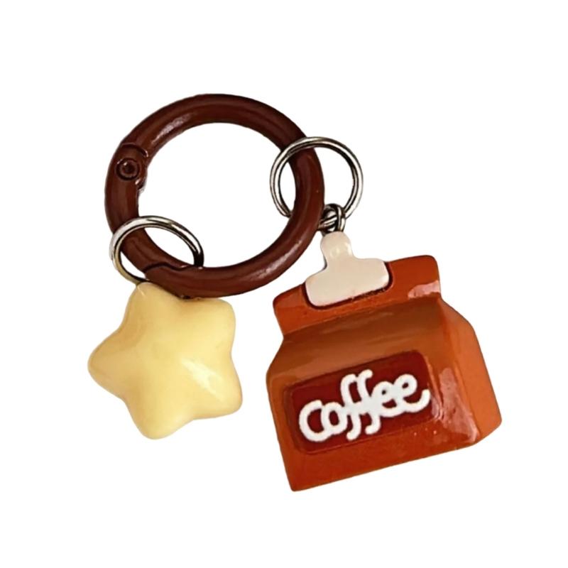 

Creative Coffee Shop Star Keychain Unique Designing Key Holder Metal Resin Pendant Decoration for Fashion Enthusiasts