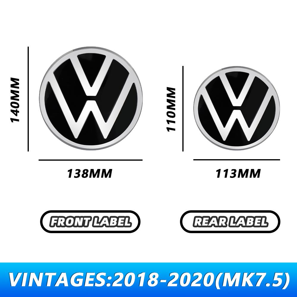1 set ABS Replacement Style Front Grill Badge & Rear Trunk lid Emblem For VW Golf MK7 2014-2017 Golf MK7.5 2018-2020 Without CC QV6