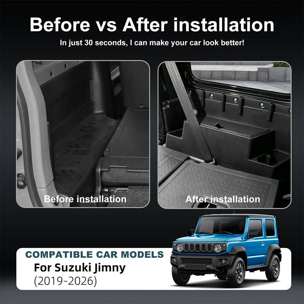For Suzuki Jimny 2019-2026 Rear Trunk Dual Side Storage Box Only Fit 3 Door Version Cargo Organizer Interior Storage Accessories