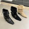 2025 New Women's Shoes Retro Matte Belt Buckle Martin Boots Fashion British Style Two Wear Fashion Boots Square Head Women