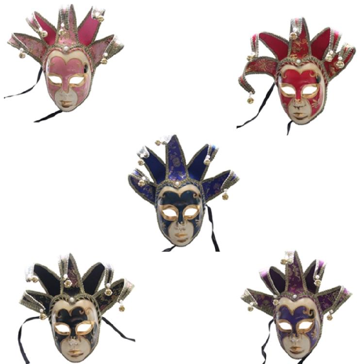 Masquerade Mask With Bells Vintage Jolly Jester Mask Comedy Mask Masquerade Decoration Mask for Men Women Halloween