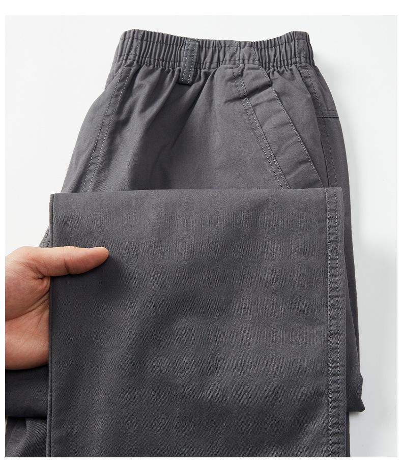Hengyuanxiang Men's Plus Size Cotton Cargo Pants - Loose, Straight-Leg, Wide-Leg Trousers for Spring and Autumn