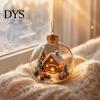 Clear Holiday Sphere Christmas Ball Ornament with LED Lights, Snow Scene Acrylic Theme Decorations Decor, Shatterproof Xmas Tree Hanging Seasonal