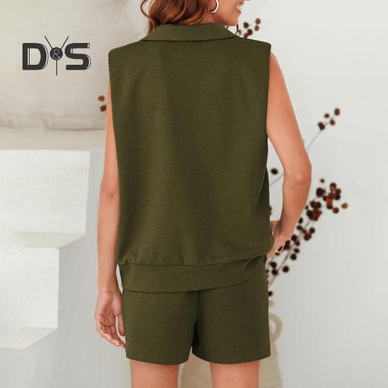 Women Two Piece Outfit Sleeveless V Neck Tank Top And Elastic Waist Shorts Tracksuit Set Summer Casual Loungewear Sweatsuit