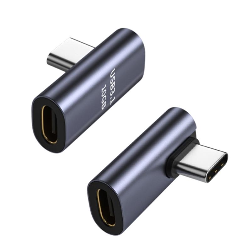 Right Angle USB C Adapter 90 Degree Low Profile Type C Male To Female Extender Support USB C 3.1 Charge Data Transfer