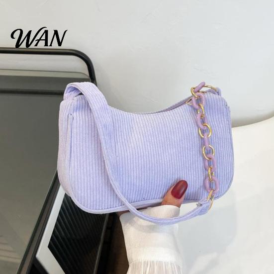 Corduroy Purse Women Shoulder Bag Stylish Top Handle Crescent Retro Style Handbag Simple Armpit for Shopping Commuting Dating