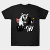 Men Black Print T-shirt Spy Vs Spy Classic No-Cut Transfer Paper Print Cotton Tshirt