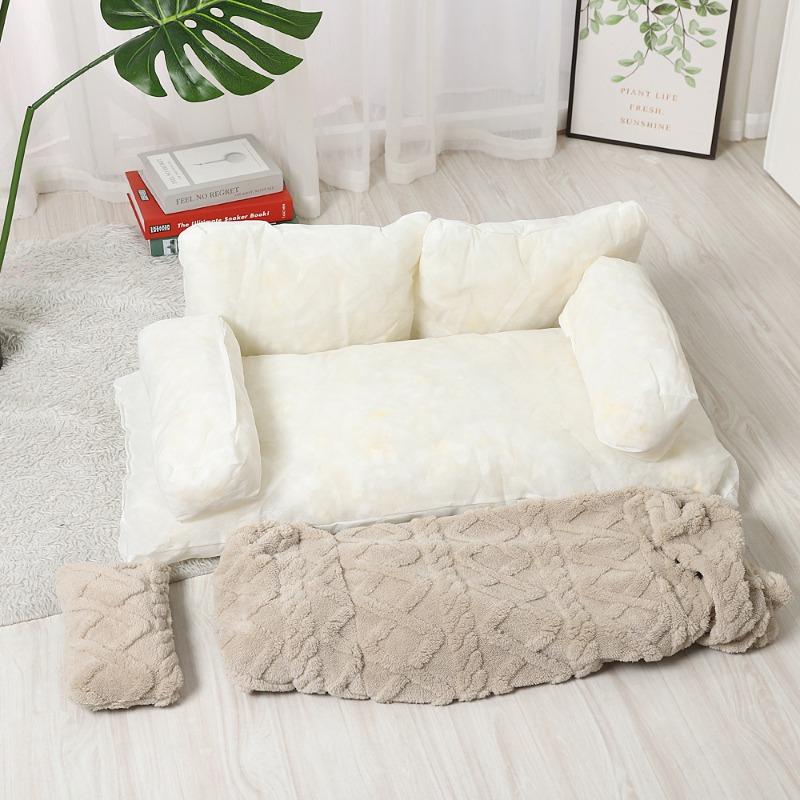 Plush Pet Sofa Bed Winter Warmth Thickened Washable Large Size Universal Pet Supplies