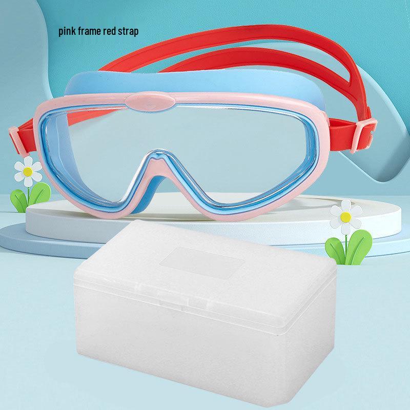 Children's Anti-Fog Waterproof Large Frame Swim Goggles with Silicone Earplugs