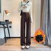 European Cotton Lint Velvet Wide-leg Pants Women's Autumn and Winter New High Waist Drape Narrow Version Woolen Pants Thickened Small Suit Pants