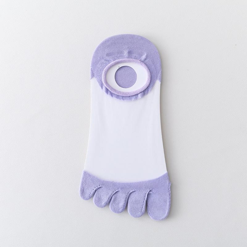 Five-Finger Socks Women'S Stockings Spring And Summer Thin Cotton Sweat-Absorbing Anti-Take-Off Socks Invisible Socks Shallow Mouth Boneless Toe Socks