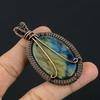 Labradorite Pendant, Handmade Gemstone 999 Copper Wire Wrapped Pendant Antique Jewelry, For Gift Silver Jewelry