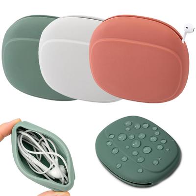 2/5PCS Soft Silicone Headphone Organizer Tangle-Free Earbud Cable Case Mini Shockproof Pouch for Keys USB Cords Travel Essential