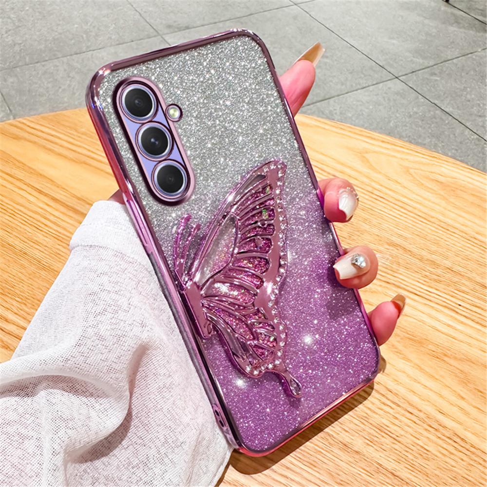 Gradient Glitter Butterfly Quicksand Phone Case For Samsung A15 A35 A55 A25 A05S A54 A34 A24 A14 A13 A33 A53 Soft Silicone Cover