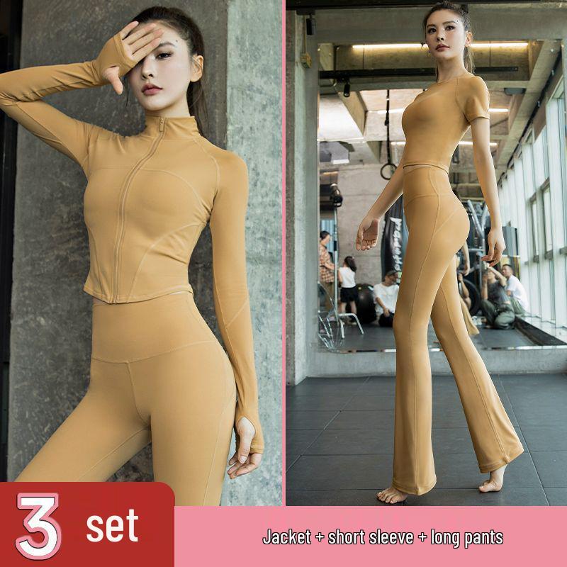 Women's Morning Run Yoga Set: Hip-Covering Skirt & Slimming Flared Pants