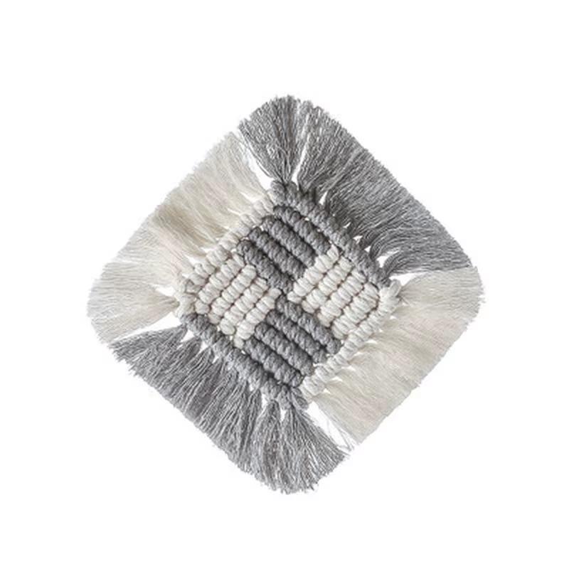 Macrame Placemats Cup Mat Tablecloth Coaster Cup Pad Handcrafted Cotton Insulation Mats Rural Style Creative Woven Coaster