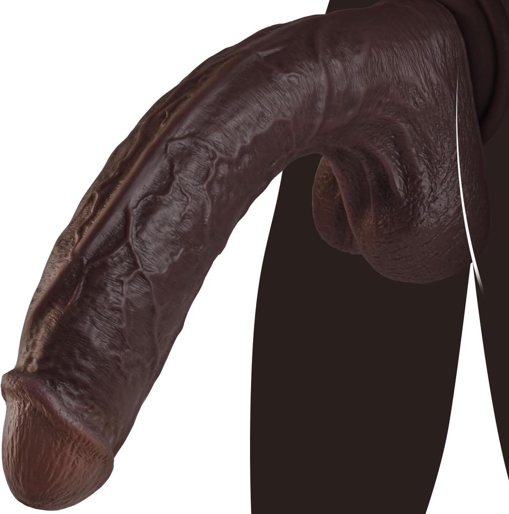 11 Inch Realistic Black Dildo - Lifelike Silicone Big Thick Sex Toy with Strong Suction Cup for Hands-Free Vagina & Anal Stimulation