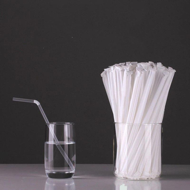 Food Grade 200 Disposable Straw Independent Packaging Transparent Tube Plastic Hose Straw