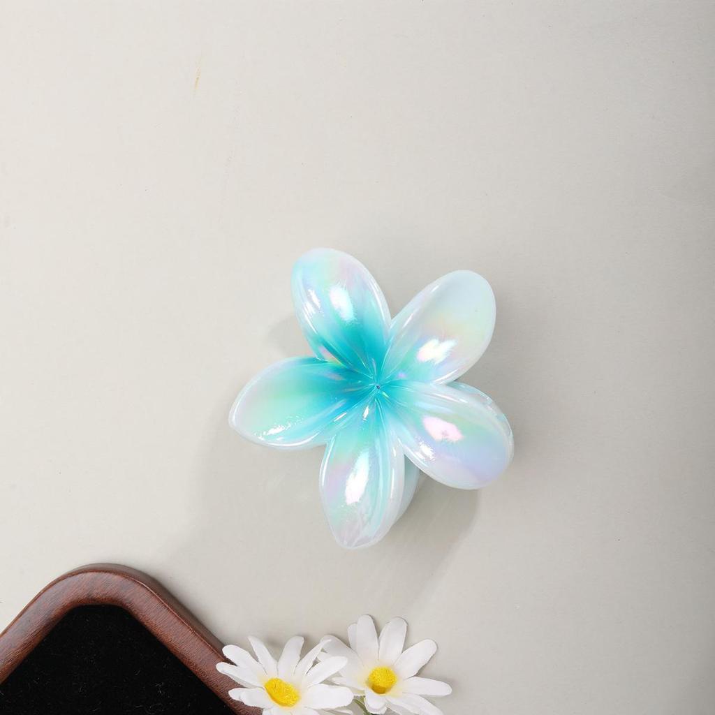 Plumeria Claw Clip: Candy-Colored Flower Updo Hair Accessory for Beach Vacations