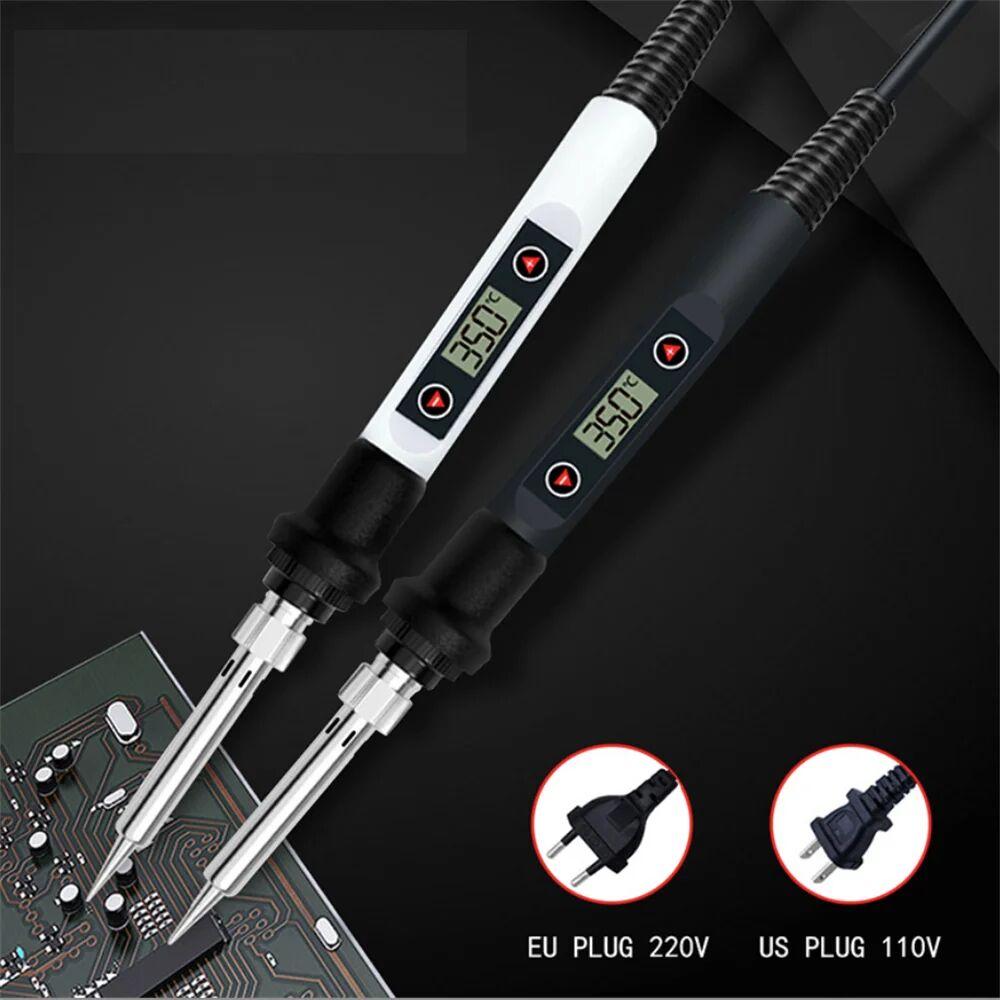 LCD Digital Adjustable Temperature 80W Soldering Iron Electric Welding Tools Solder Wire Tweezers DIY Hand Tool