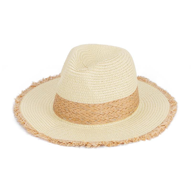 Summer Panama Hat With Wide Brim For Beach And Outdoor Sun Protection