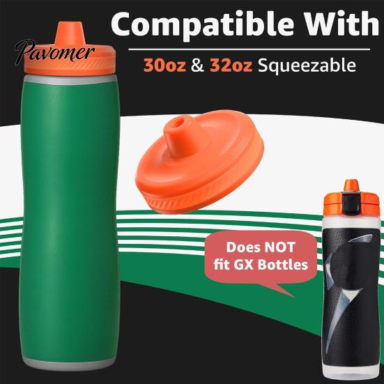 Reusable Bottle Replacement Parts Flip Cap for 30oz/32oz Squeeze Sports Bottles, Leakproof Water Lid with Pressure Repair Relief Valve, Food