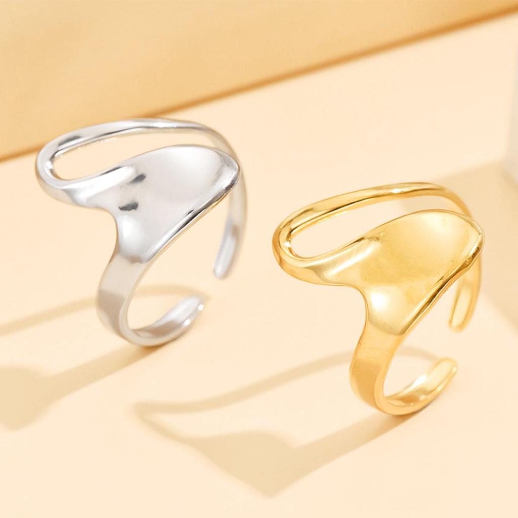 Stainless Steel Geometric Twisted Adjustable Ring