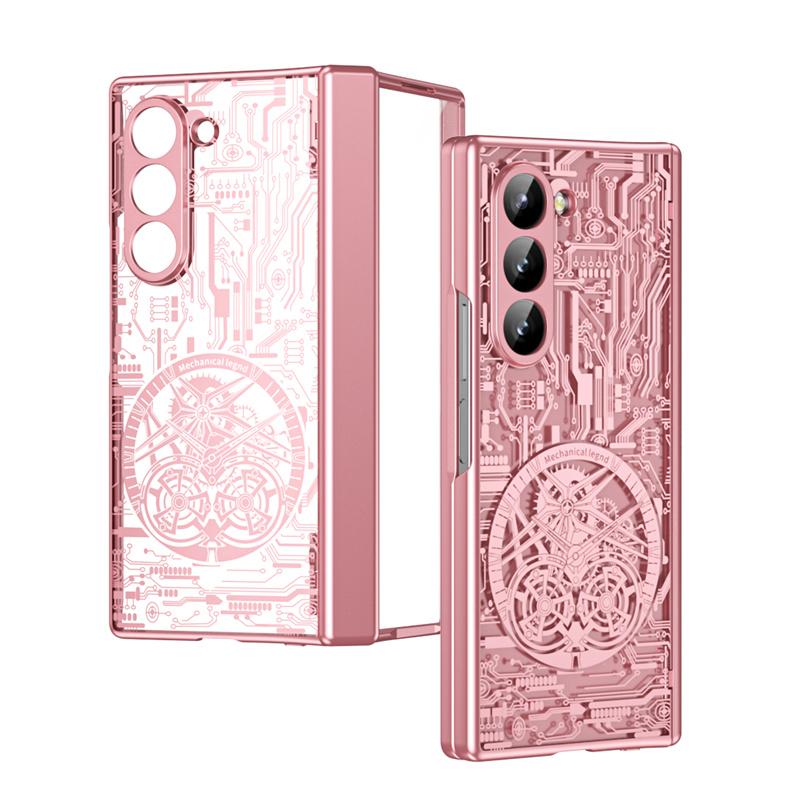 

For Samsung Galaxy Z Fold 7 6 5 4 3 5G Fashion Hinge Mechanical Electroplating Phone Case Screen Protector 360° Protective Cover For Galaxy Z Fold7
