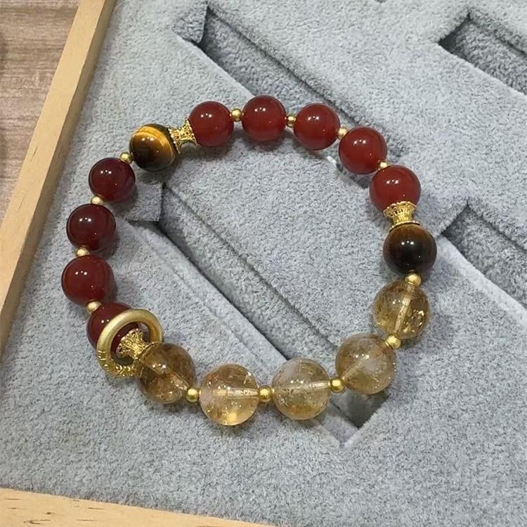 Nezha2Original Red Agate Yellow Tower Crystal Bracelet, New Popular Item on Xiaohongshu, Women's Bracelet Jewelry