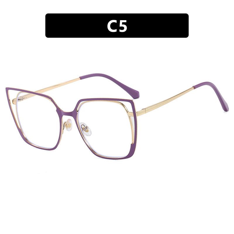 Square hollow flat mirror new anti-blue glasses frame European and American plain face high-end sense versatile glasses frame women