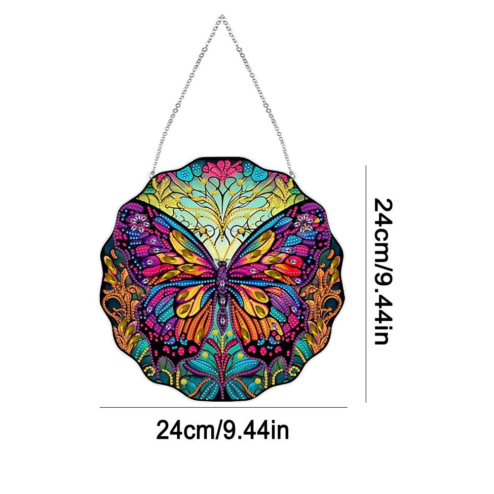 Stained Glass Animal Rhinestone Diamond Art Window Pendants Suncatcher Diamond Painting Art Pendant for Garden Window Decor