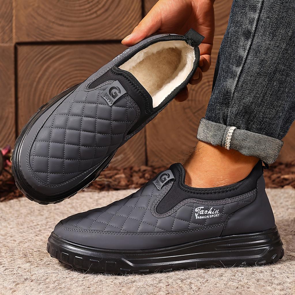 Men's Winter Warm & Comfortable SlipOn Snow Bootslike Soft Sole & Ankle-High Boot Design