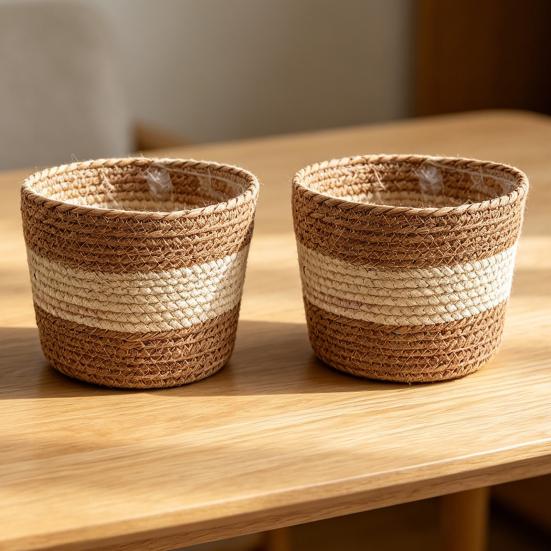 Flowerpot Leak-Proof Mess-Free Hand-Woven Plant Pot Wet Soil Resistant Planter Multipurpose Garden Storage Basket