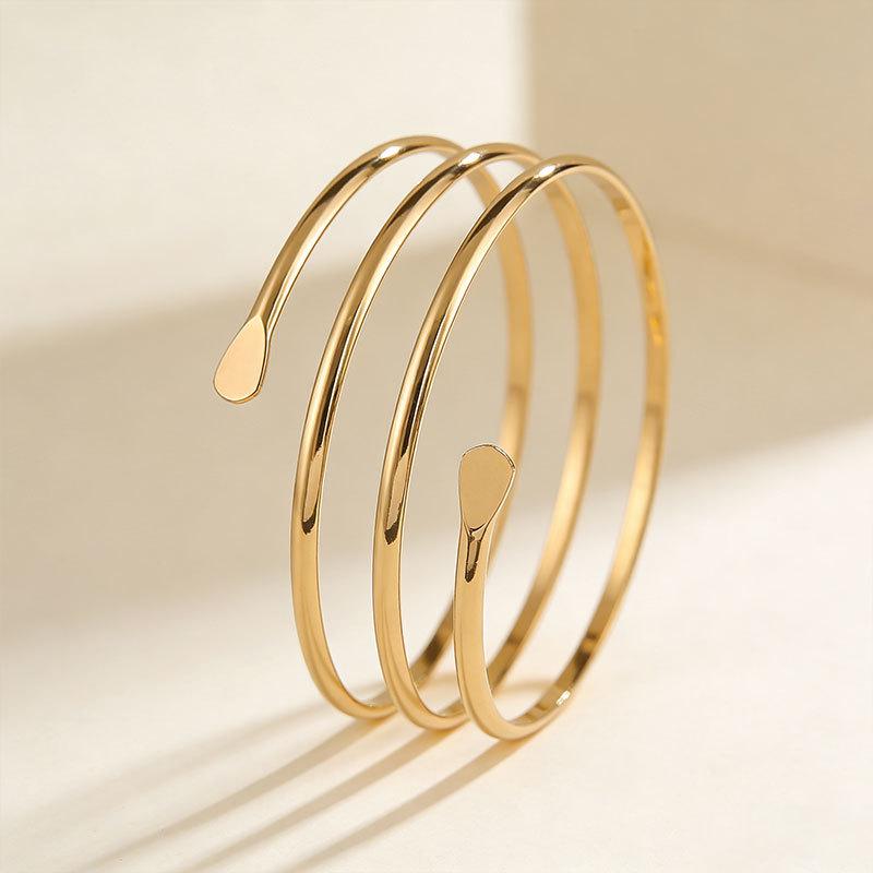 European & American Hollow Three-Layer Metal Arm Cuff - Punk Style.