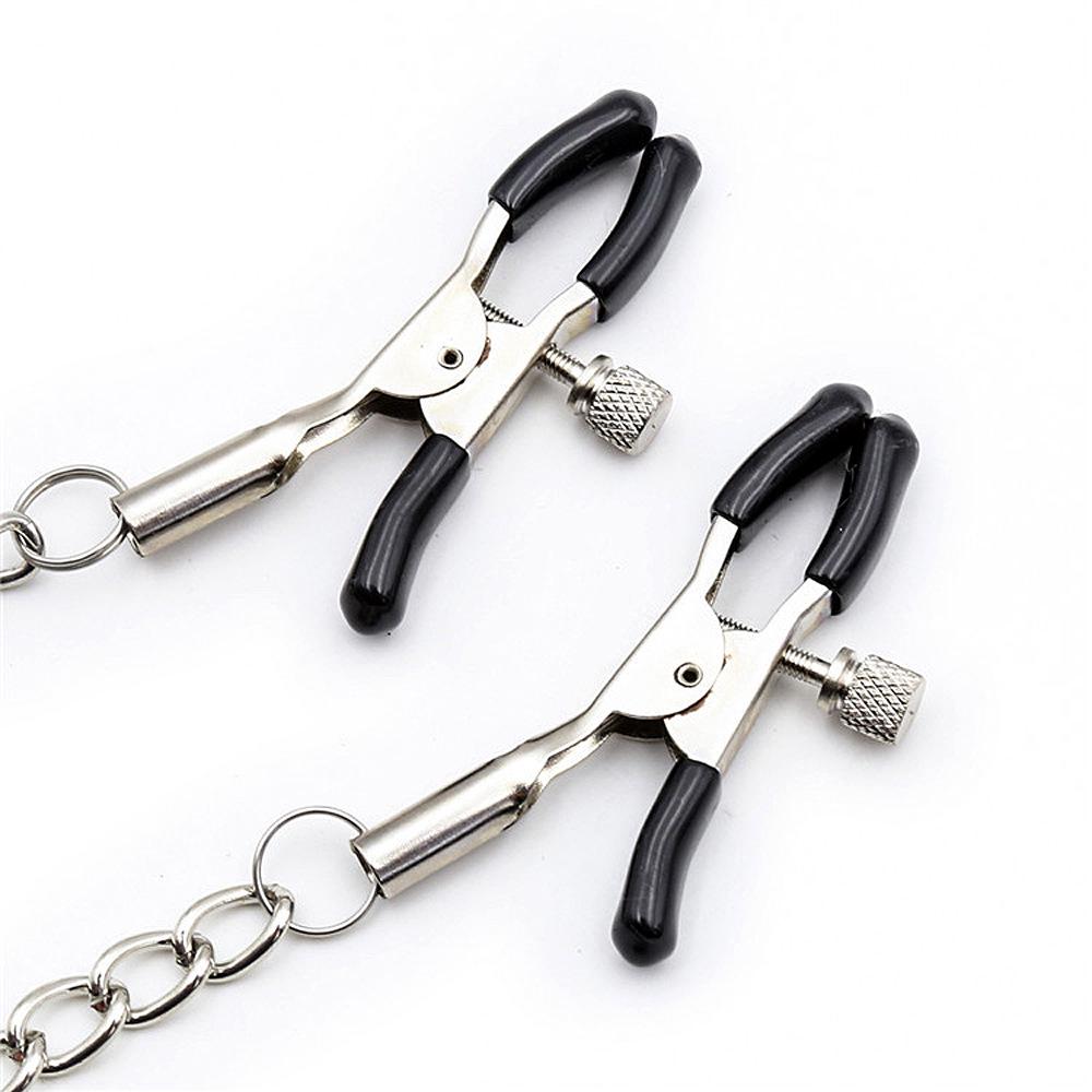 Metal Nipple Clamps & Ball Gag Set for Erotic Oral Slave Training