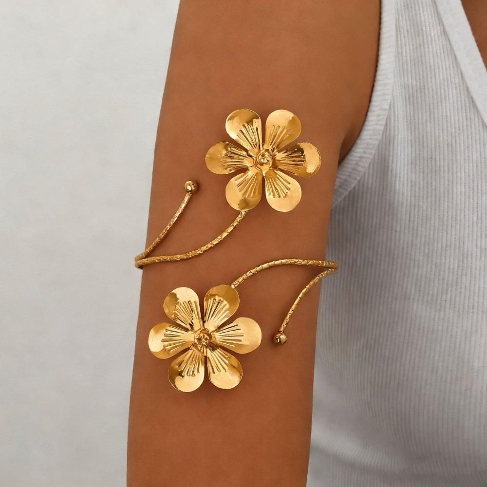 Bohemia Style Flower Bracelet Floral Armband Vintage Open Arm Bangle  Girls