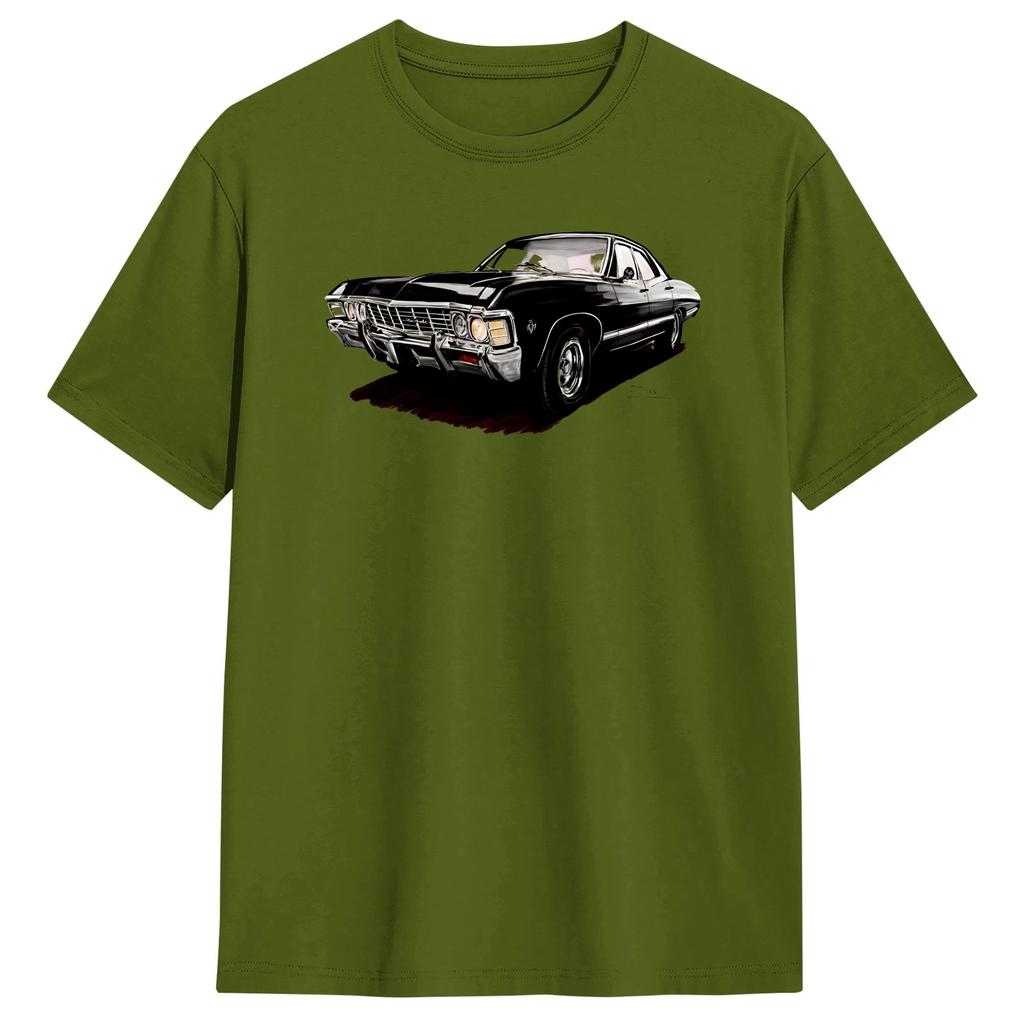 Supernatural Impala T-Shirt Sommer 100% Baumwolle T-Shirts Für Unisex Harajuku Bedrucktes T-Shirt Kurzärmlig Y2K Lustiges Oberteil Tees