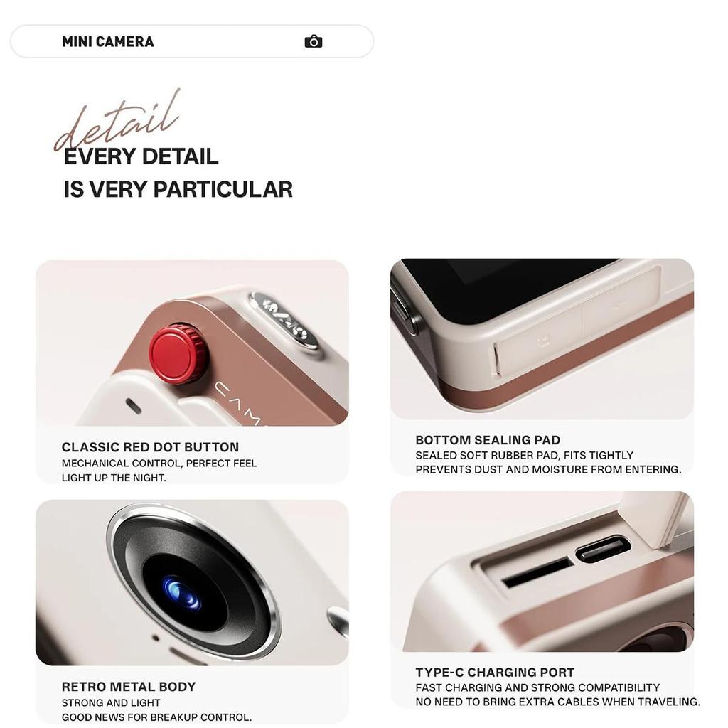 New HD CCD Retro Mini Compact Digital Camera Outdoor Photography Travel Photography Video Camera Kids Birthday Gift