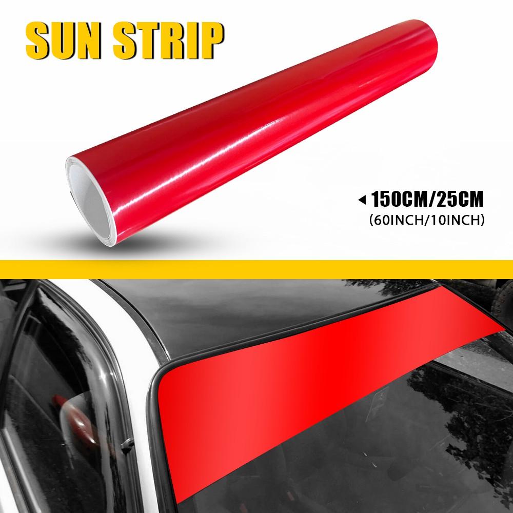 1 Stück 60*10 Zoll Rot Auto Windschutzscheibe Sonnenblende Vinyl Aufkleber Streifen Folie Banner Leer Aufkleber Weiß Schwarz Sunstrip Aufkleber Zubehör