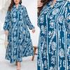 Robe Imprimée Élégante à Col en V Grande Taille - Style Rétro pour le Printemps/Automne