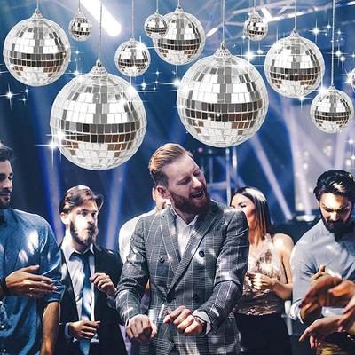 Mini Mirror Disco Ball Stage Light Reflective Rotating Bright Silver Glass Ball Christmas Birthday Wedding Party Cake Decor