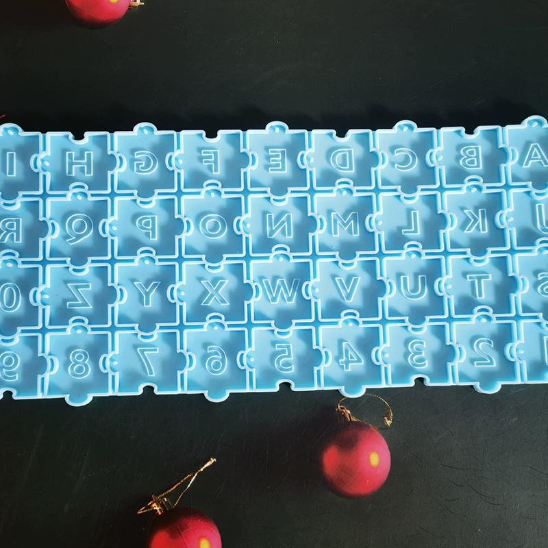 WTEMPO 2PCS Blue & White DIY Letter & Number Silicone Molds Word Puzzle Molds Creative Handicrafts Making Molds