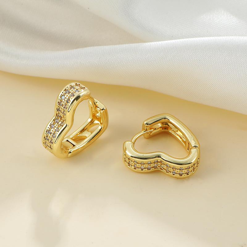 Huazi Style Zircon Stud Earrings for Women - Gold-Plated, Non-Fading Luxury Jewelry