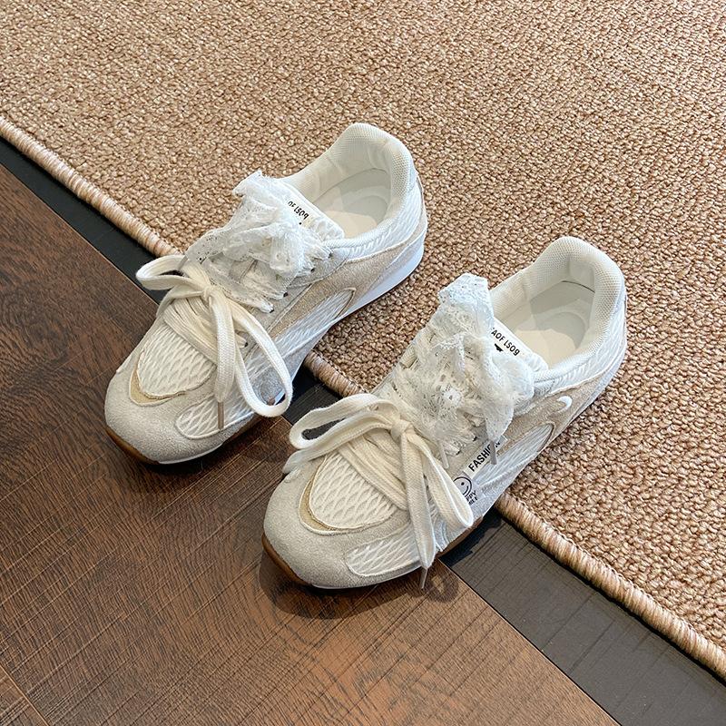 Leather version~ Retro fishing net women's summer models mesh breathable thick-soled versatile casual sports shoes tide