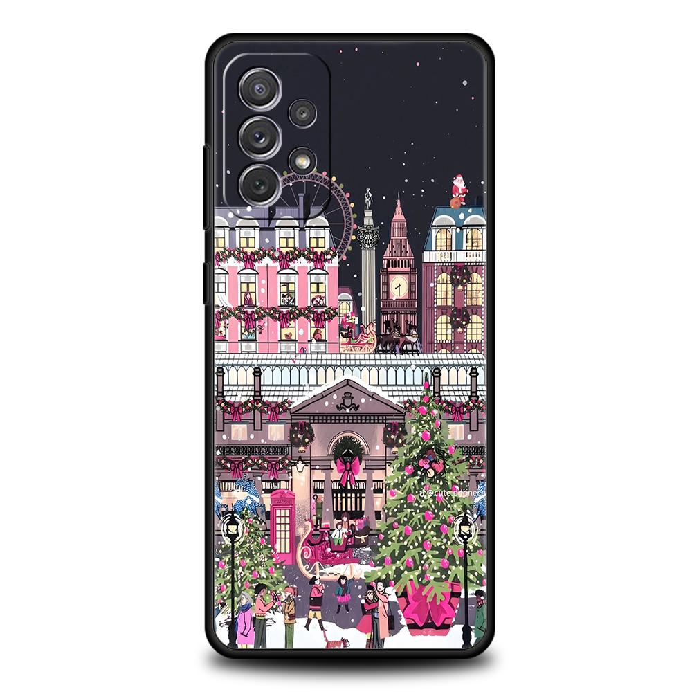 Phone Case for Samsung Galaxy A55 A53 A52 A52S A51 A41 A35 A32 A25 A23 A15 A13 Soft TPU Merry Christmas Beautiful Winter Snow