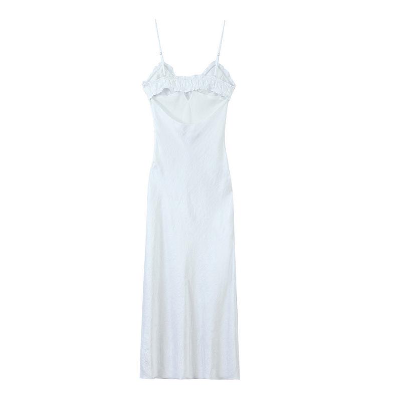 European & American Style Layered Silk Satin Spaghetti Strap Dress