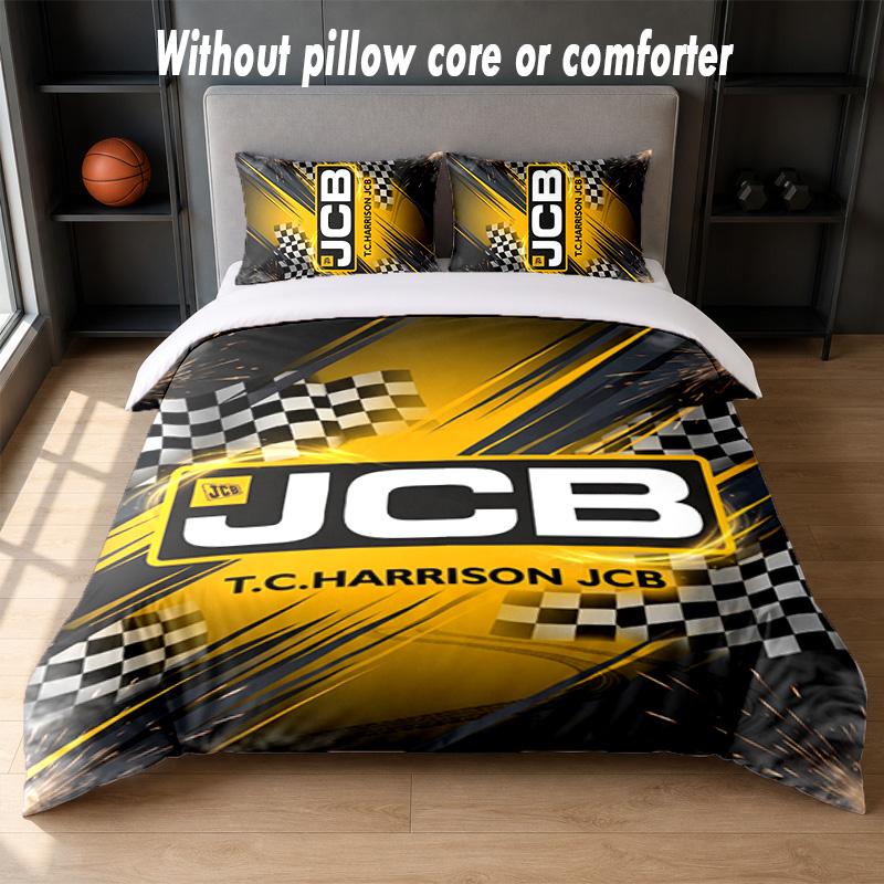 JCB Design Bed Bedding Set 1 Duvet Cover + 2 Pillowcases Soft Breathable Household Bed Linens